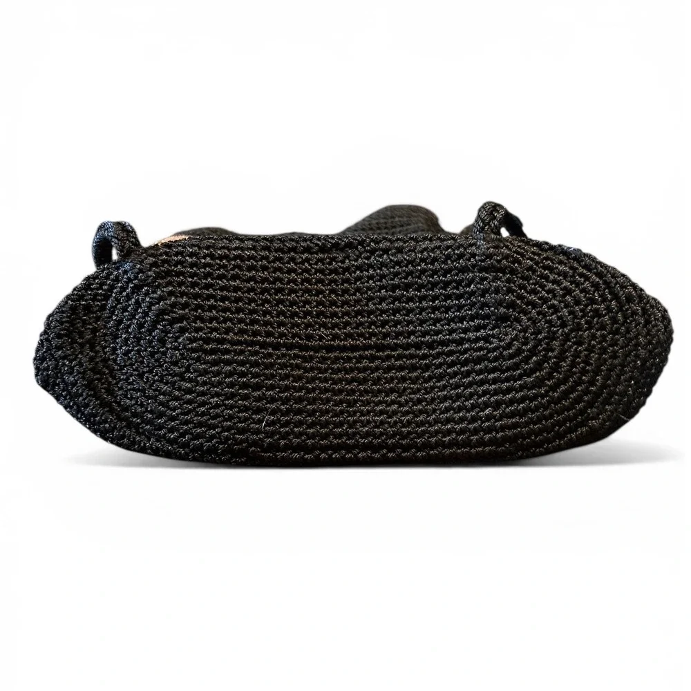 The Sak Vintage Crochet Sayulita Drawstring Backpack Bohemian Black Brown